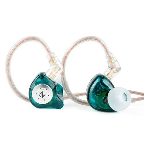 Yinyoo KZ EDX PRO Trådbundna hörlurar, 1DD, 10 mm dynamisk drivrutin, in-ear-monitor, KZ-hörlurar, EDX PRO-öronsnäckor, HIFI, djupt basljud, over-ear-headset med avtagbar kabel (cyan, ingen mikrofon)