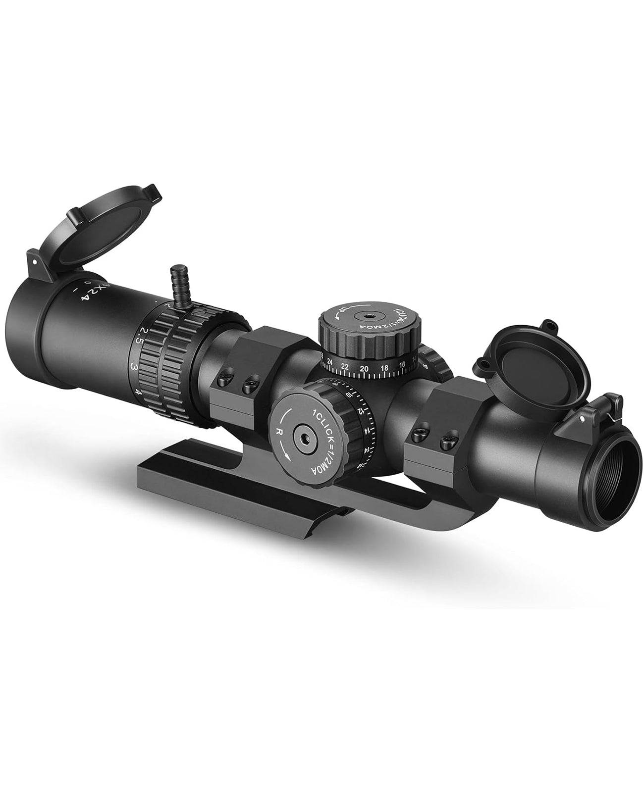 EZshoot 1-4x24 LPVO Rifle Scope, Second Focal Plane with Dual Illuminated BDC Reticle