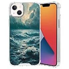 Xioolia Transparent fodral passar iPhone 15 14 12 13 11 7 8 6s 6 Pro Max Plus mini XR X XS Max SE med Ocean-AD24 fyra hörnskydd