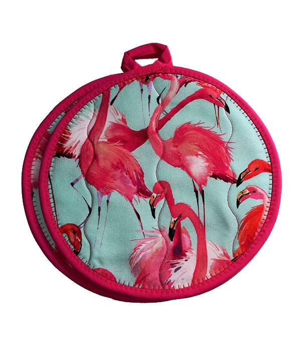 Grytlapp pannlapp rund Flamingo