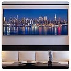 Modern väggkonst canvasmålning New York skyskrapor affisch nattscen väggbilder för vardagsrum heminredning 40 x 100 cm utan ram