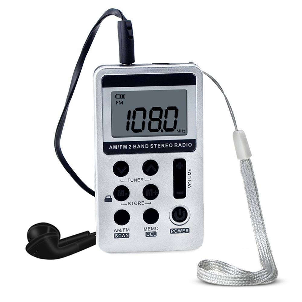 Hanrongda hrd -103 am fm digitalradio 2 -bands stereomottagare bärbar miniradio fickradio med hörlurar 1.5in lcd-skärmar
