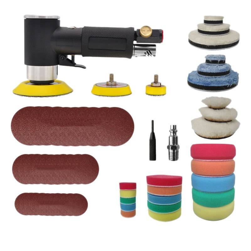 Svart 1/2/3 tums ran orbital air sander mini pneumatisk slipmaskin för autokroppsarbete höghastighets luftdrivna slipmaskiner