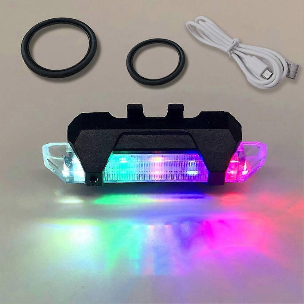 (OPP Package, Colorful Light) LED Bike Rear Tail Light Easy Installation Cycling Lamp for Road Mountain Bike