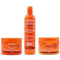 Cantu Shea Butter Moisturizing Curl Activator Cream 12oz met Define & Shine Custard 12oz & Coconut Curling Cream 12oz BUNDEL