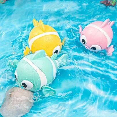 Söta uppdragsbara simleksaker för baby, urverksdrivna sköldpadda, groda och clownfisk vattenleksaker för pool, badkar och strand, sensorisk badleksak - Multifärgad (Multi-size)