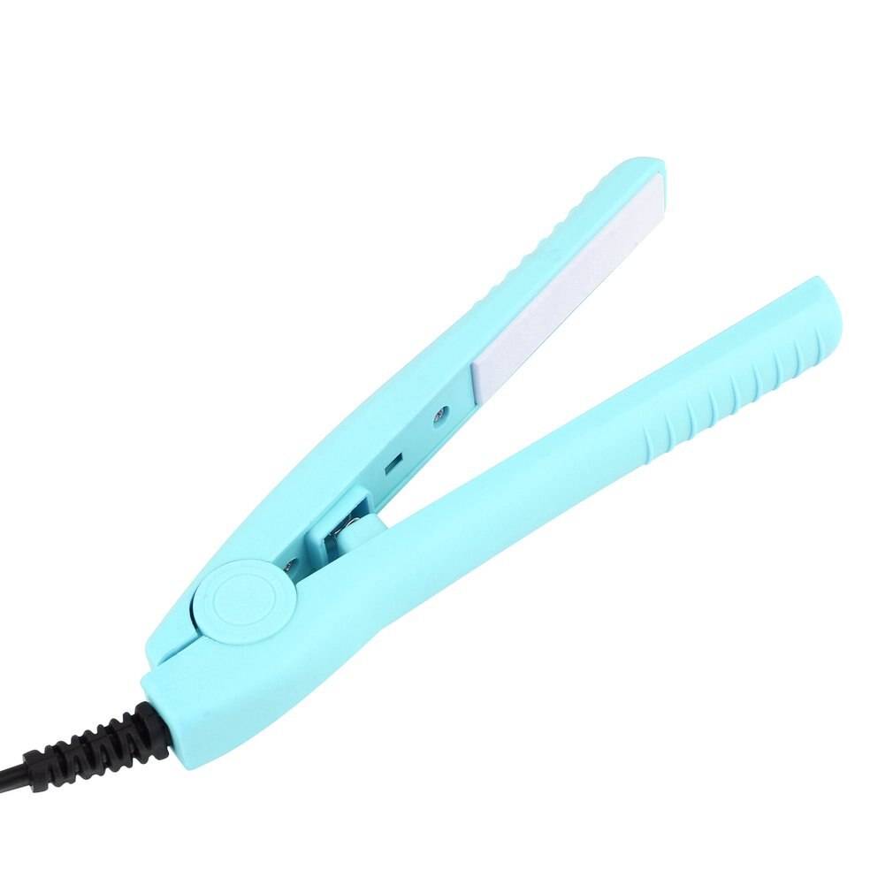 Keramisk hårkrullare & plattång hår perming hår styling apparat hår crimper mini elektrisk splint platt järn us 220v - Rosa
