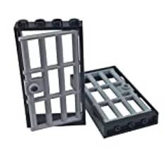 LEGO 2 x Prison Door Gates with Grey Bars & Black Frame