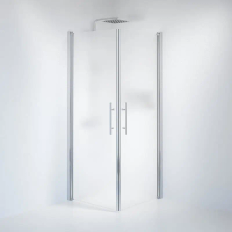 Fjäll Brusehjørne med mat glas og krom profil - 80 x 80 cm