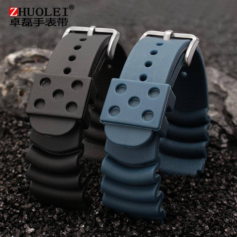 För Seiko silikonarmband herr Nej. 5 vattenspöke DAL0BP SKX007 SRPA21J1 burk röd tand dykning 007 abalone 22mm20 Svart blå blå