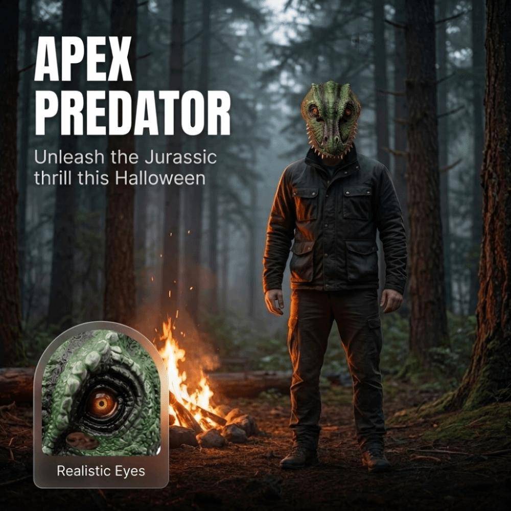 Skräck Dinosauriemask Läskig Cosplaymask Rekvisita Tyrannosaurus Rex Mask Halloween grön