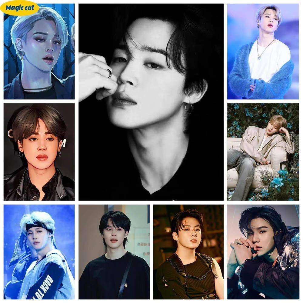 J-Jimin 5D Diamantmålning Het Kpop Sångare Bild Diamantbroderi Konst Korsstygn Fläktsamling Rumsdekor Handgjord Gåva