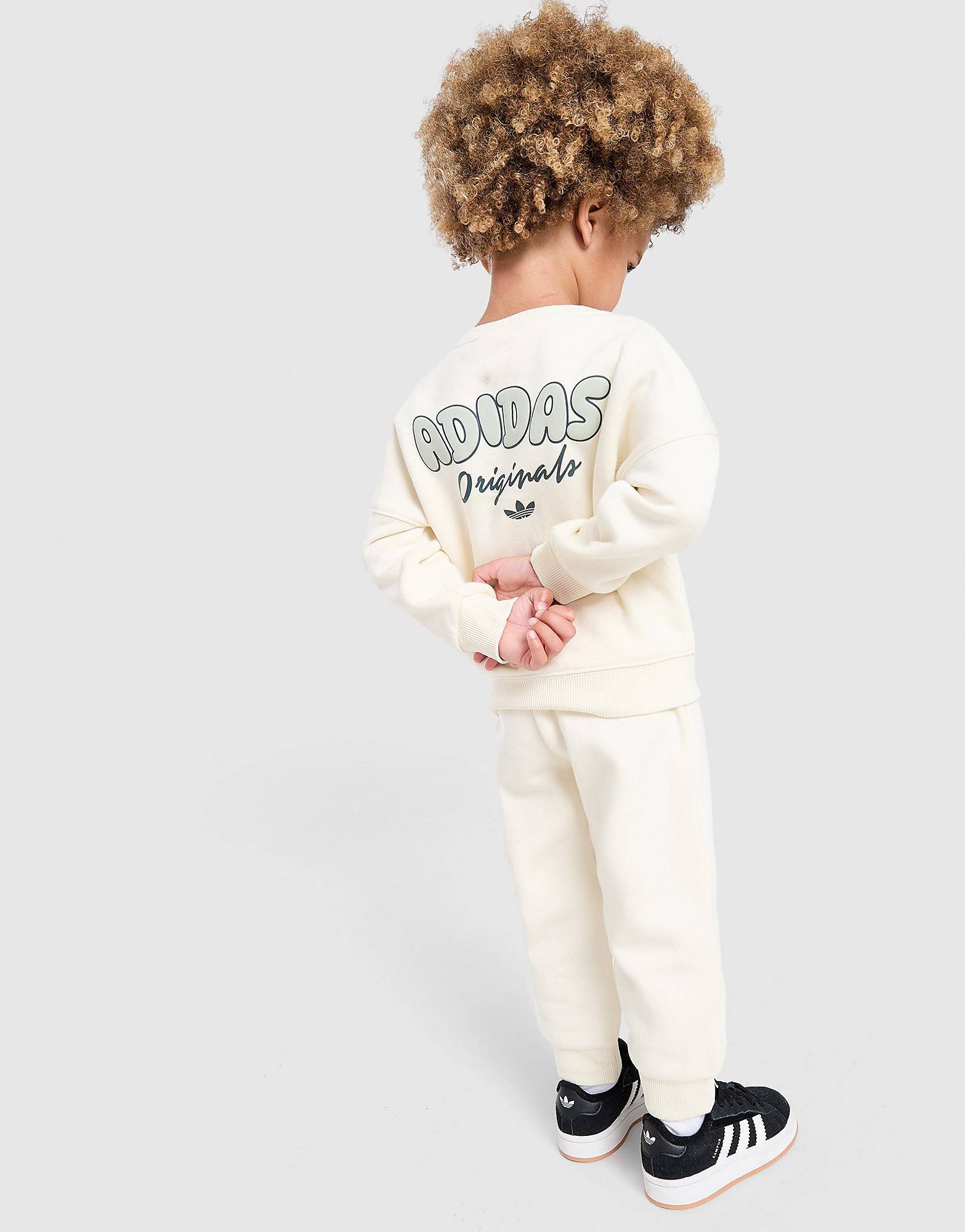 adidas Originals Bubble Graphic Crew Tracksuit Infant, krämfärg - 0-3M