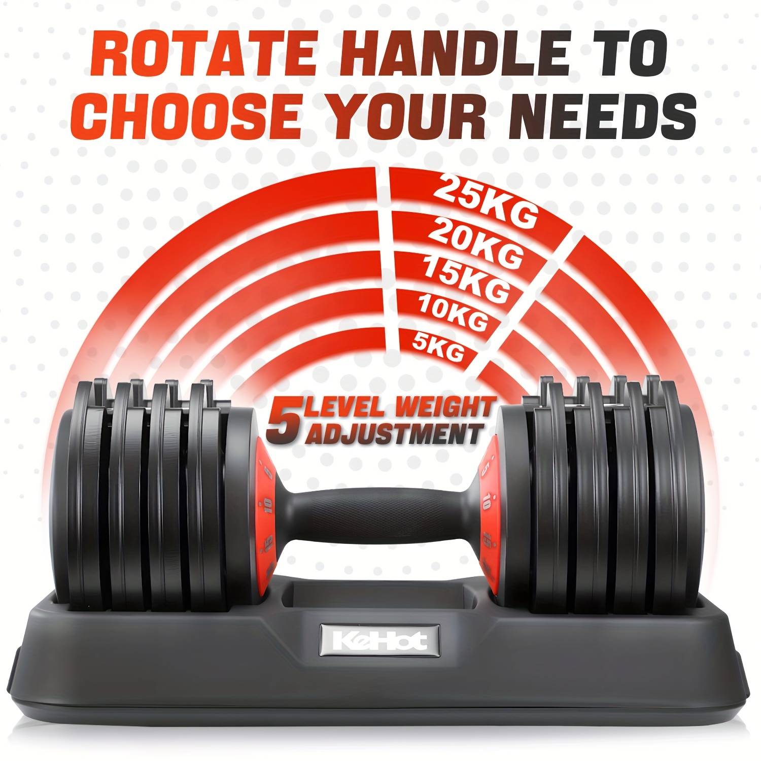 Adjustable Dumbbell Set | Quick Weight Adjustment And | 12kg/25kg Options | Professional Strength Training For Home Gym | Includes Weight Plates And Short Bar