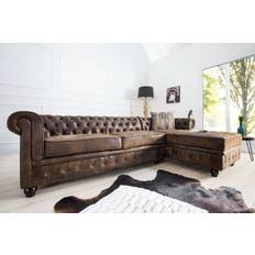 CHESTERFIELD - 280 CM högersvängd hörnsoffa i antikbrunt