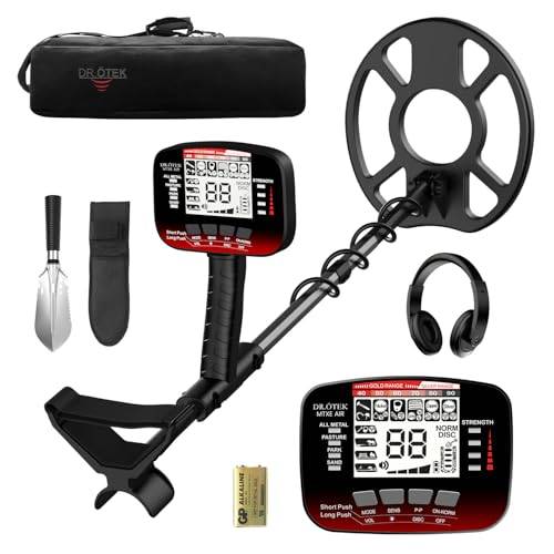 DR.ÖTEK Metalldetektor Profi Set für Erwachsene Anfänger, Aktualisierter 6 Modi Leicht Metalldetektor, 3 Terrain-Modus mit Pinpoint, IP68 wasserdichte Suchspule, Metal Detector Kit mit Zubehör, Rot