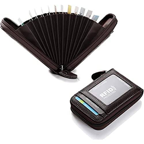 SunaOmni Kvinnor kreditkortsfodral läder RFID-skydd plånböcker affärsorgankort plånbok kaffe kortfodral RFID-korthållare RFID-plånböcker för män, kaffe, rfid wallet