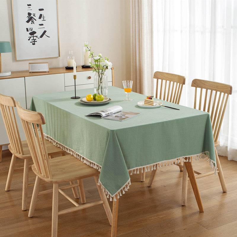 Solid Color Cotton Tablecloth - Light Green / 140x240cm (140x240cm)