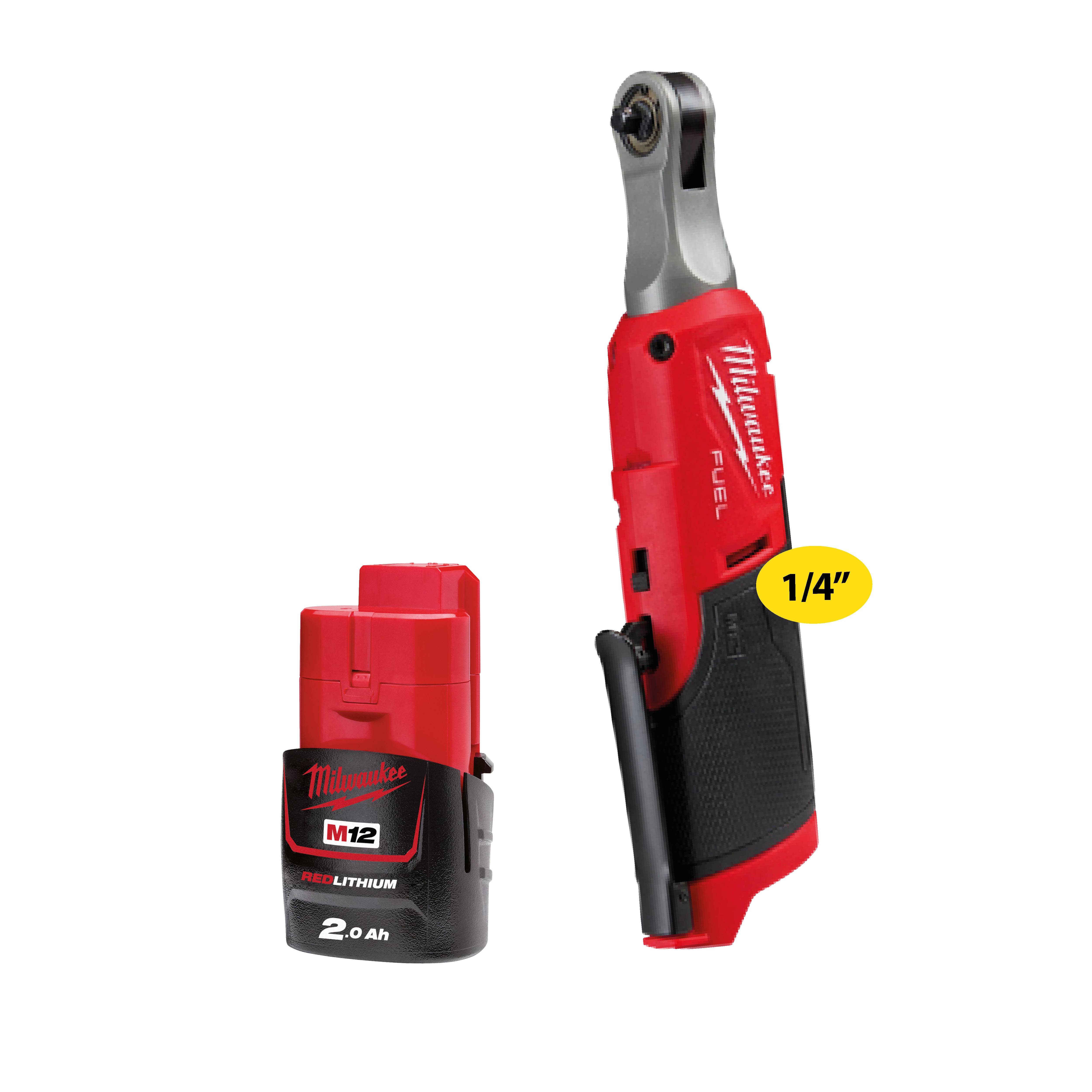 Milwaukee M12 FHIR14-0 skraldenøgle 1/4" inkl. Milwaukee M12 B2,0 Ah batteri