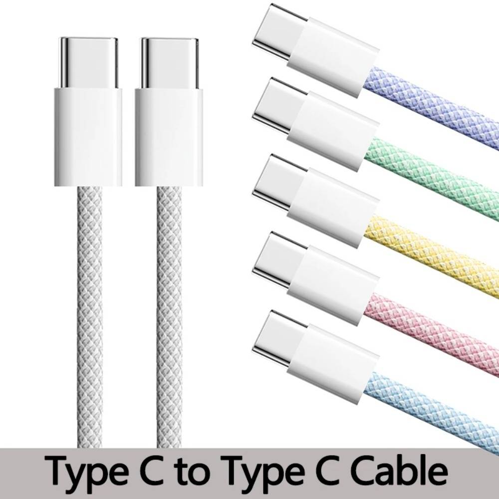 USB-C to Type C Color Cable For Apple iPhone 15 PD 60W Fast Charging For Huawei Xiaomi Samsung Type C Weaving Cable Accessories