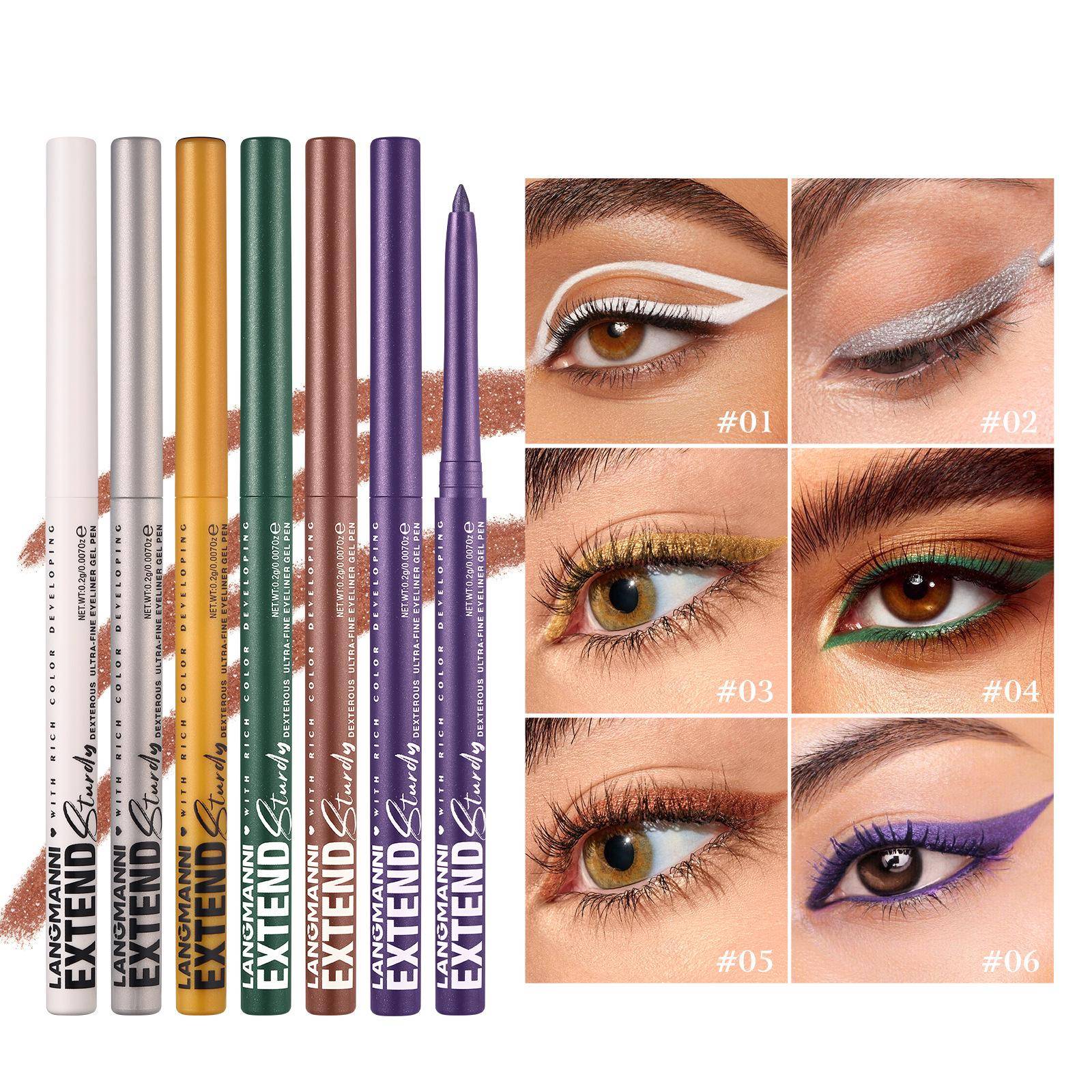 LANGMANNI Roterande Eyeliner Gel: 12-Färgsätt