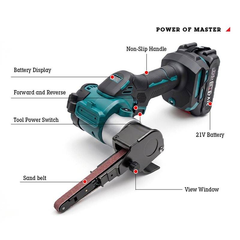 Brushless Cordless Electric Belt Sander For 18V Battery 11000RPM Angle Grinder Polisher Power Tool