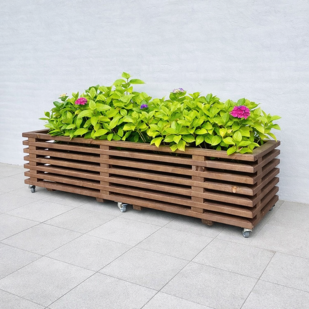 Plantekasse af Traller | Brunbejdset | 56 cm (9 Lægter) / 95 cm.