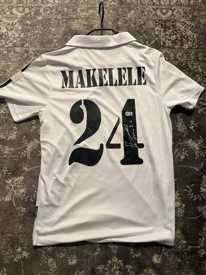 Signerad Real Madrid Tröja Claude Makélélé #24 Autograf Beckett BAS