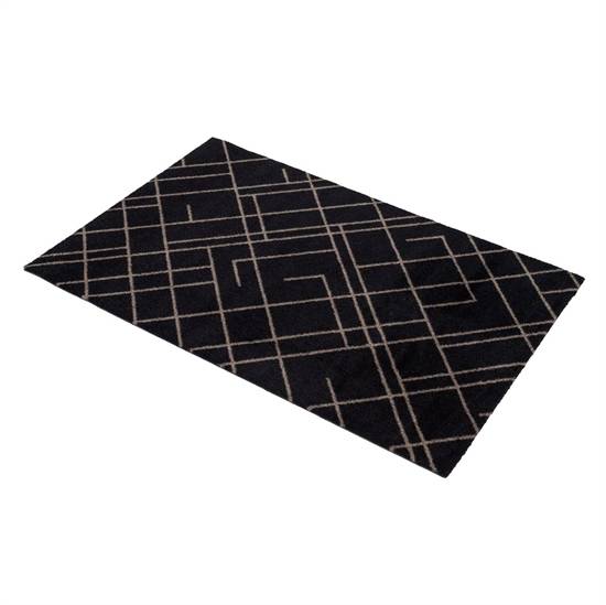 Tica Copenhagen - Smudsmåtte - Lines - Sort/Sand - 60x90 cm