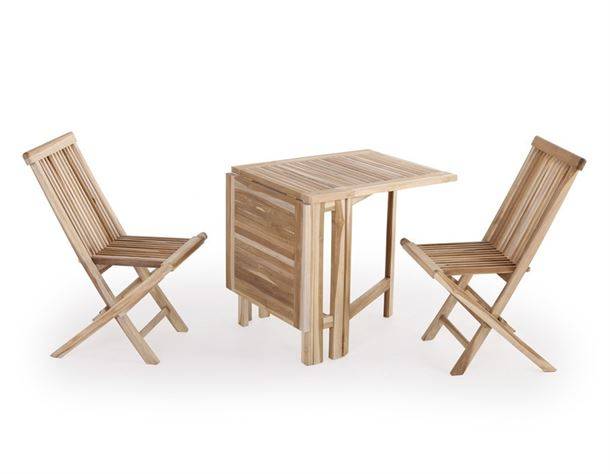 Lærke Teak Cafesæt m/2 Stole - 65x130 cm