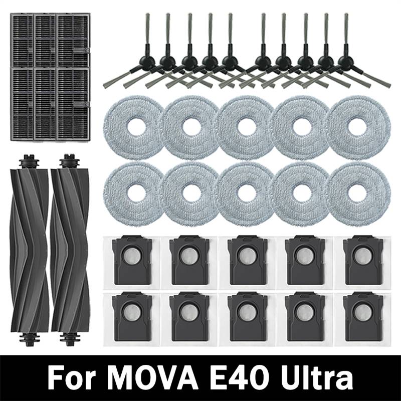 For MOVA E40 Ultra Vacuum Cleaner Accessories Main Side Brush HEPA Filter Mop Cloths Dust Bag Spare Parts