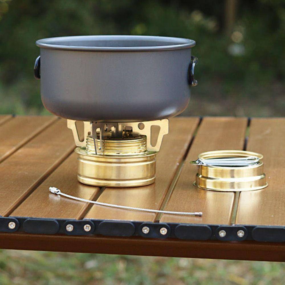 Mini Outdoor Alcohol Stove with Stand Windproof Cooking Furnace Cross Rack Alcohol Stove  Hiking