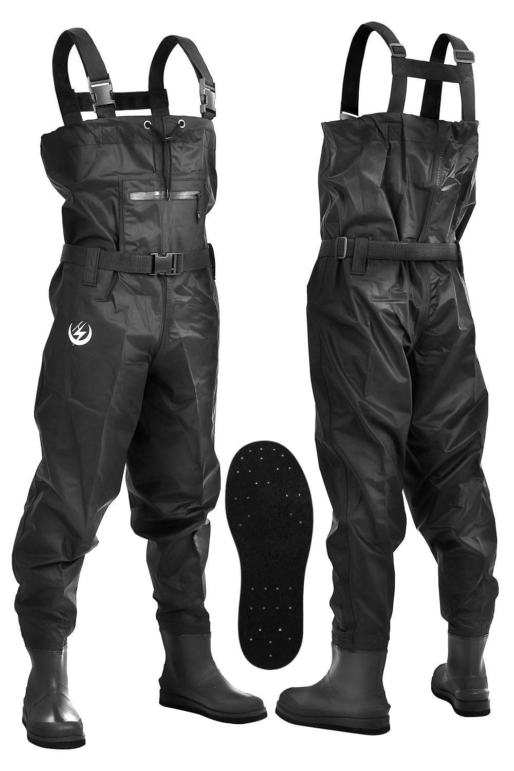 [unizom] [Recommended by Veteran Anglers/Featured in Newspapers] Fishing Waders with Felt Spikes, Long Waist, and Inner Mesh. Fully Waterproof, Durabl