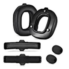 Yaowanguan A50 Gen 4 Mod Kit - Ersättnings öronkuddar Pannband för ASTRO Gaming A50 Trådlöst headset Gen 4, mikrofonskum, öronkuddar/kuddar/Dynor,A50 Gen 4 Tillbehör,Tillagd tjocklek(Svart protein)