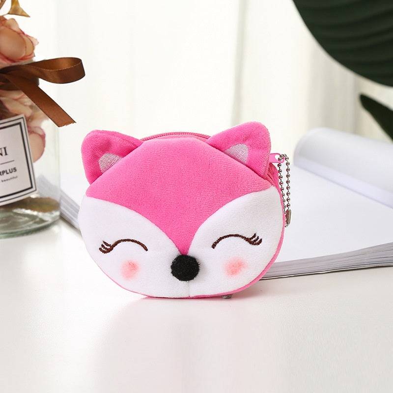 Plush Cute Coin Purse Cartoon Cloth Women's Key Case - Rose Fox
