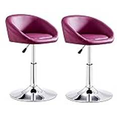 Furniture Pub Stool Set of 2 Adjustable Bar Stools, Swivel Chairs with Back,Round Stable Base/Purple-Backrest a PenKee