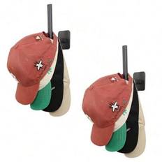 1/2 vägghängd hatthylla, hattorganisatör, basebollkepshållare, självhäftande hattkrokar för väggen, borrfria hatthängare för garderoben, cowboyhatthål - Svart (1 förpackning,2 pack)