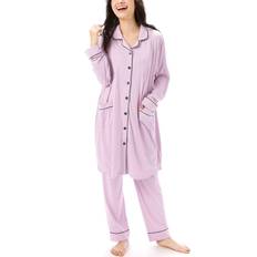 Maternity long with nursing powder wrinkle open long waist adjustment nursing maternity wear [Nishiki] pajamas, sleeves, opening, stretch, elastic,