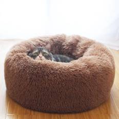Round Dogs Pet Bed Comfortable Plush Kennel Deep Sleep Cat Litter Sleeping Bed Pet House Sofa Beds S brun