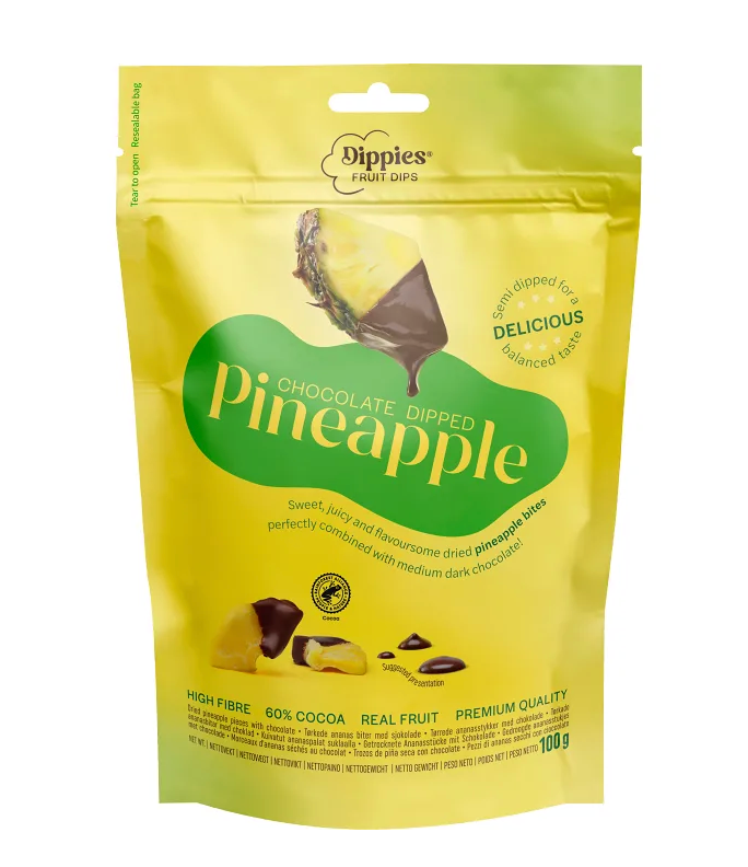 Chocolate Dipped - Tørret Ananas.