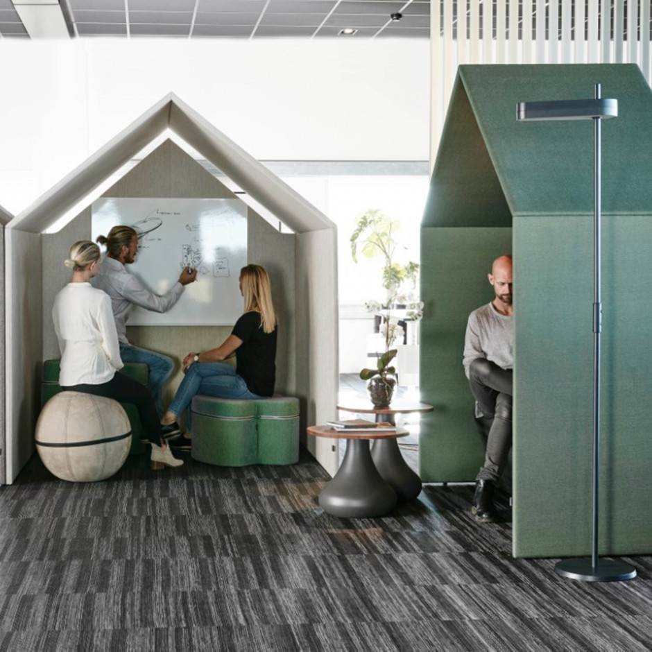 Ljudabsorberande rum Half a Hut - Med kabelkanal, Textil Steel 07 (Grå)