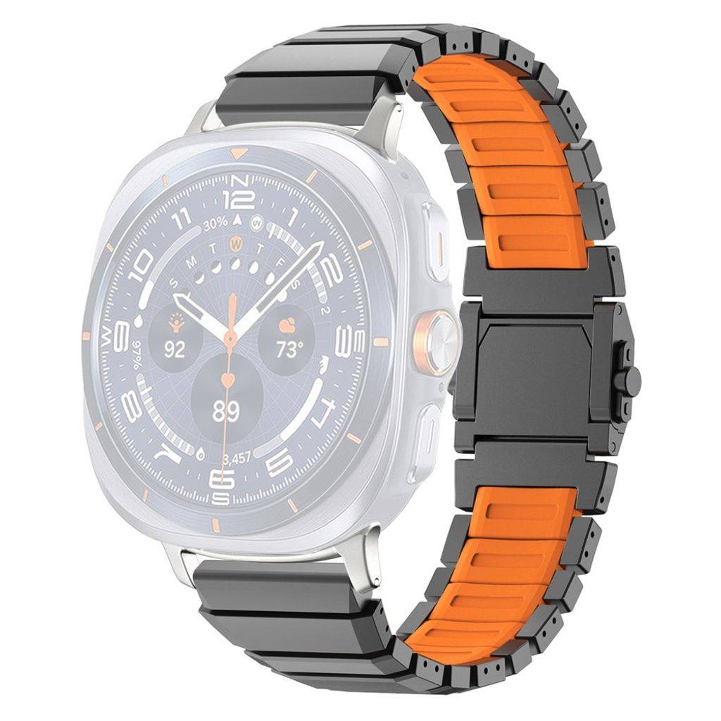Samsung Galaxy Watch Ultra2 Urrem i titanium og silikone - Sort/Orange