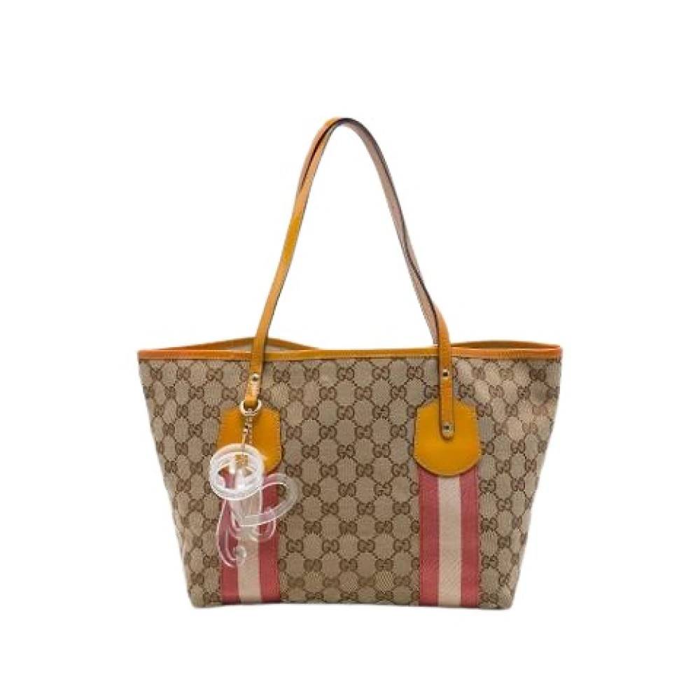 Gucci Vintage Pre-owned Vintage Canvas Tote - Vintage - Dame - Beige - ONE SIZE - Læder
