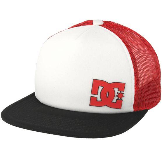 DC - Vit trucker Keps - Kids Madglads Boy White/Red Trucker @ Hatstore