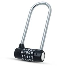 Cykellås med 5-cifret kode - 14,8 cm med lang bøjle - Vandtæt cykellås med nulstillelig kode - Lås til elektrisk scooter, porte, mountainbike, sport, skole, skur og skabe