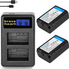 4x batterier bateria np fw50 np-fw50 batteri för sony np fw50 npfw 50, a6000 a6400 a6500 a6300 a7 a7ii a7 rii a7 sii a7s a7 s 2 a7r - Laddare och 2 batterier