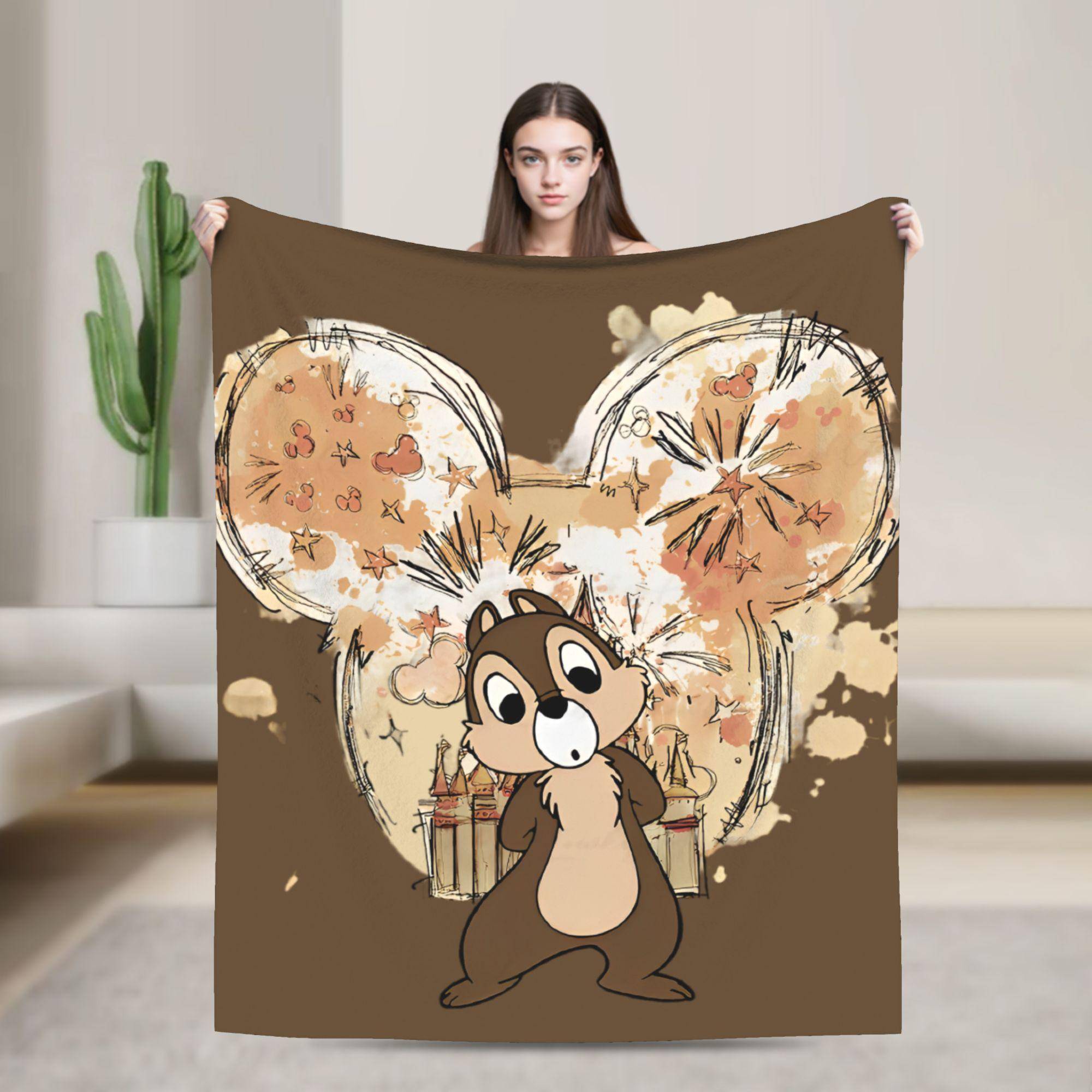 Chip N Dale Filt Korallfleece Plysch Textil Dekor Räddningspatrullen Ekorrarna Familj Pläd för Sängkläder Soffa Sängöverkast