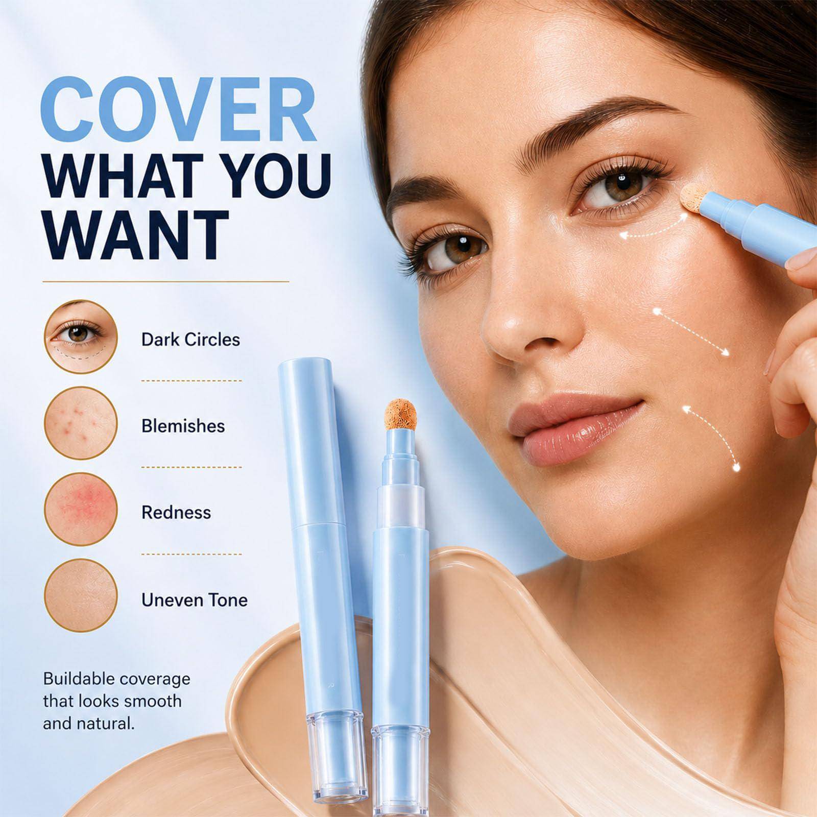 Concealerstick med inbyggd applikator Mjuk textur Lätt formula för naturlig täckning och för att dölja huddefekter rosa