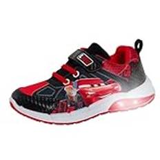 Disney bilar lyser upp träningsskor pojkar blixt McQueen blinkande skate sportskor LED sneakers, Röd, 7 UK Child