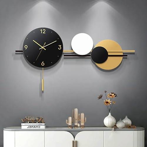 GERHWASH väggklocka stor, tickande ljud fritt, pendel väggklockor modern geometrisk rund digital väggdekoration vardagsrum klocka vägg design